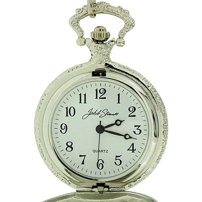 Jakob Strauss DAD Classic Silver Tone & 12 Inch Brass Chain Pocket Watch - CLEARANCE NEEDS RE-BATTERY