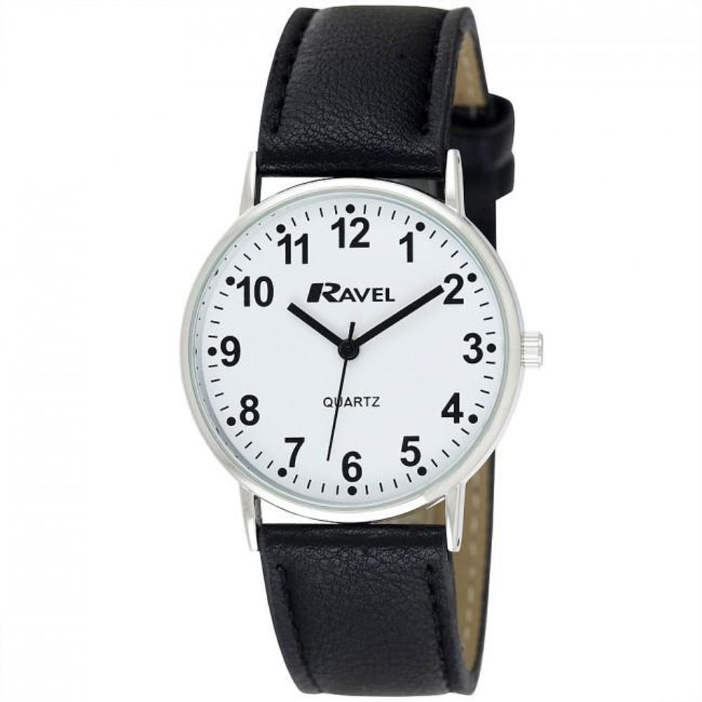 Ravel Gents Classic Strap Watch Black / Silver / White R0129.15.1