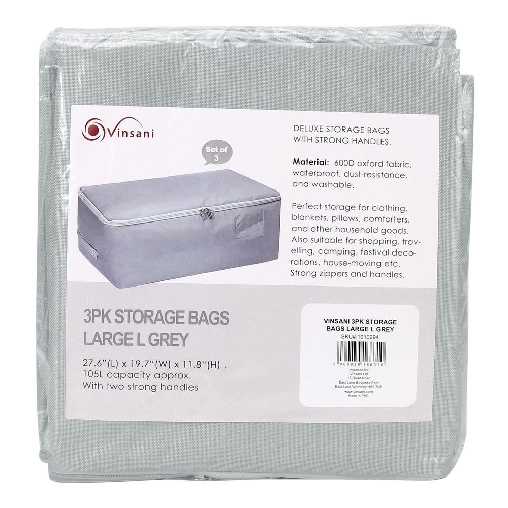 1PK STORAGE BAGS LARGE L GREY 1010359