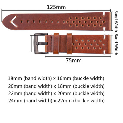 Genuine Leather Breathable Watch Band 18 20 22 24mm Men Women Strap 4 Colors Oil Wax Cowhide Wristband Accessories