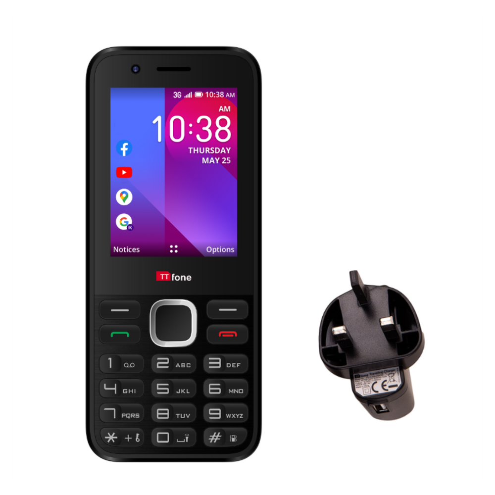 TTfone TT240 Simple Easy to use Mobile Phone with Mains Charger and Vodafone Pay As You Go Sim Card