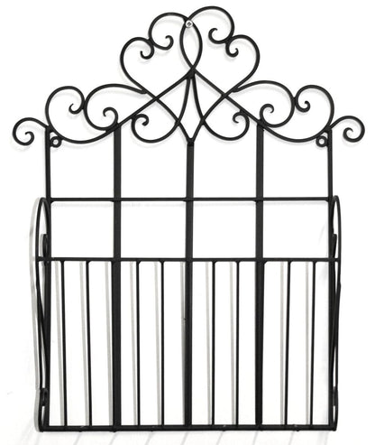 Black Scroll Wall Hanging Single Section Magazine Rack