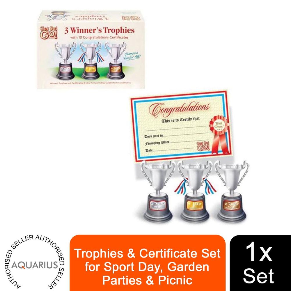 Aquarius Trophies & Certificate Set for Sport Day, Garden Parties & Picnic