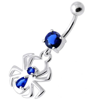 Dangling Spider Silver Navel Belly Bar