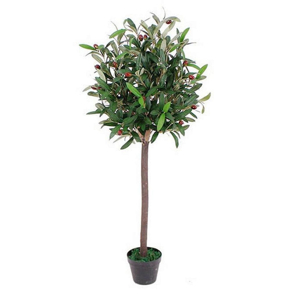 90cm Leaf Design UK Realistic Artificial Olive Tree in Black Plastic Pot