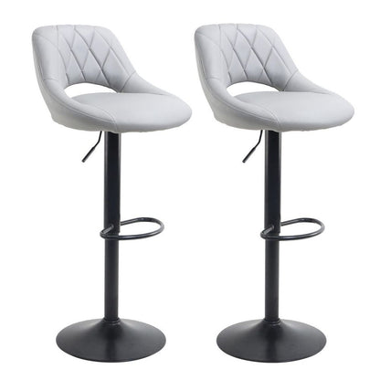 Neo Set Of Two Grey Leg Faux Leather Barstool with Matt Black Leg