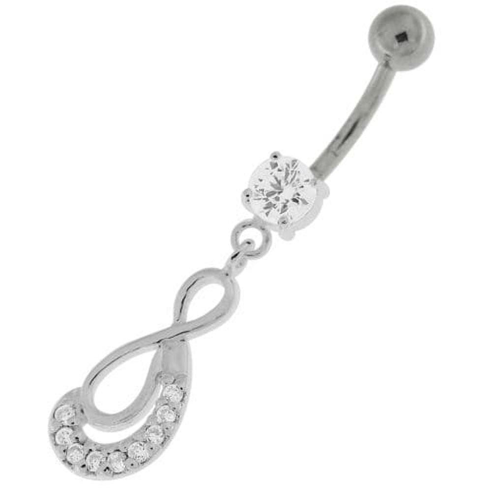 Crescent Nine Stones Jeweled Infinity Navel Belly Button Ring