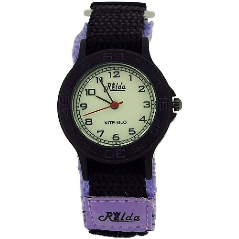 Relda Children's Analogue Nite-Glo Quartz Luminous Dial Purple & Black Velcro Girls Watch REL58