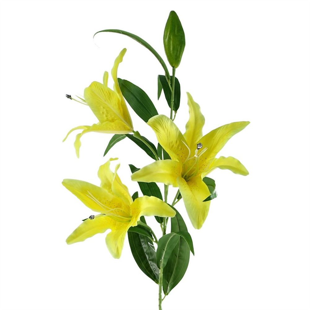 Pack of 6 x 100cm Large Yellow Lily Stem - 18 Flowers