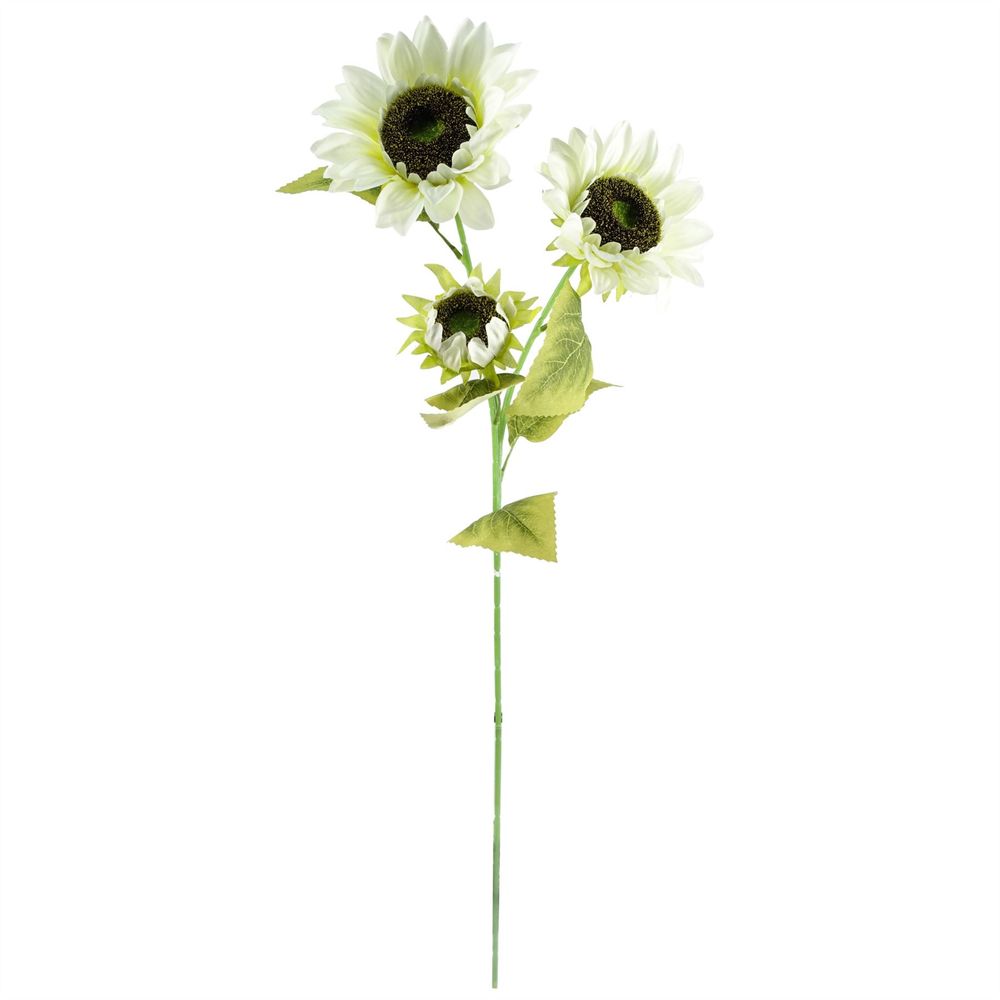 80cm White and Yellow Sunflower Mix Glass Vase