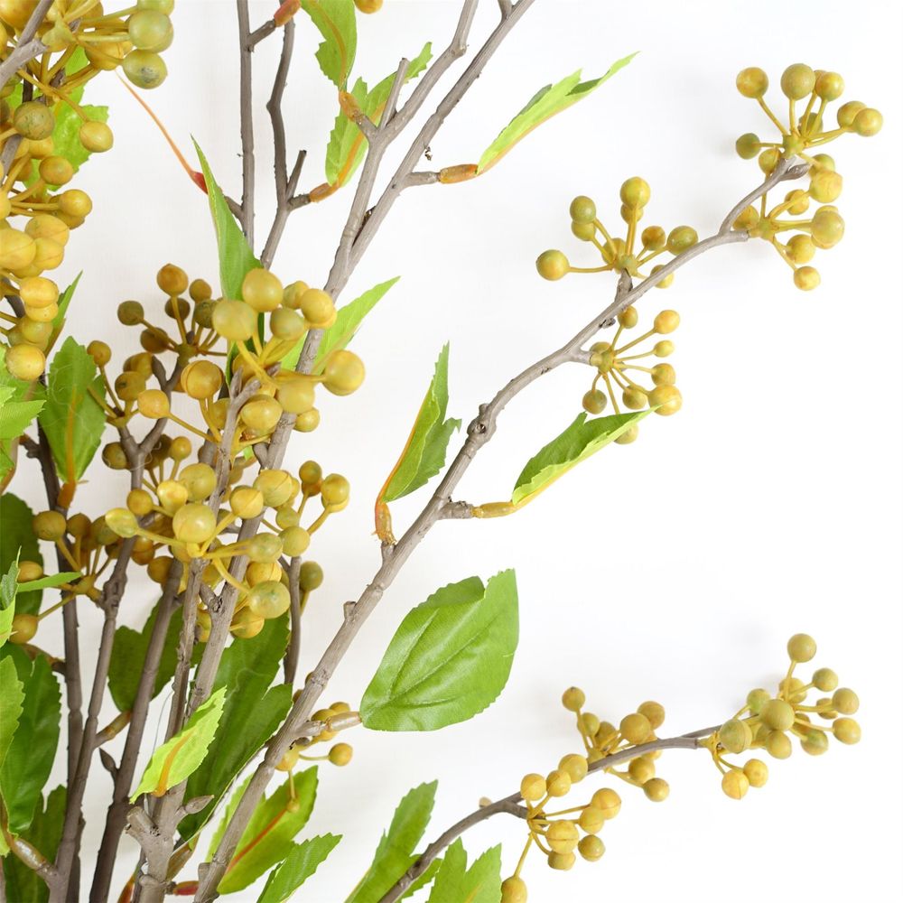 Pack of 6 x 90cm Artificial Yellow Berry Stem