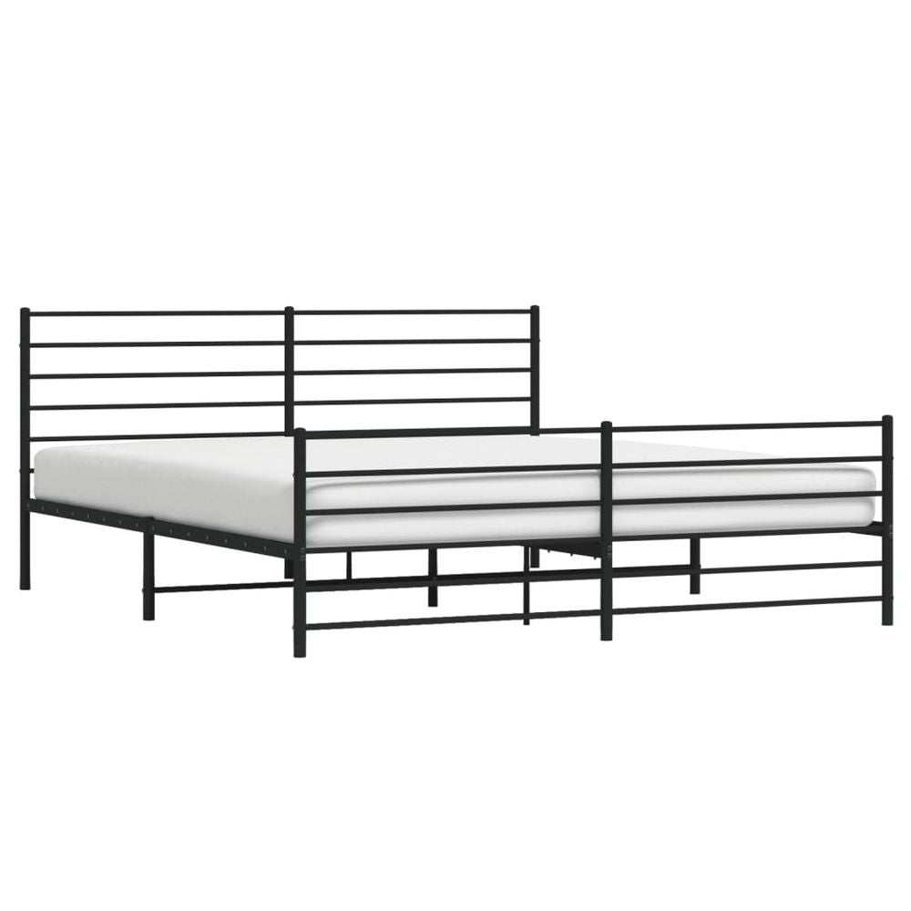 vidaXL Metal Bed Frame with Headboard and Footboard Black 180x200 cm 6FT Super King