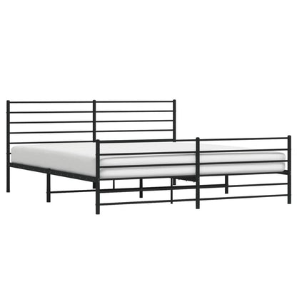 vidaXL Metal Bed Frame with Headboard and Footboard Black 180x200 cm 6FT Super King