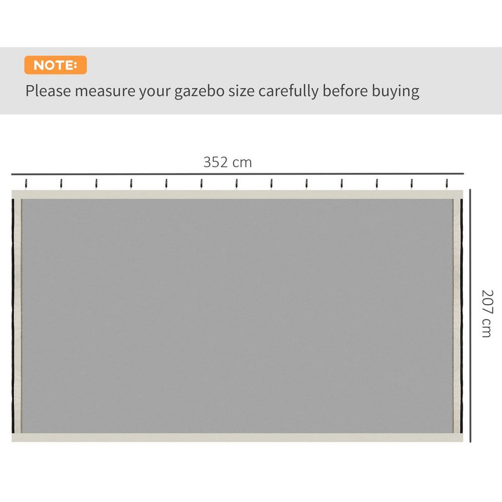 Outsunny 352 x 207cm Universal Replacement Gazebo Mesh Netting Screen Walls