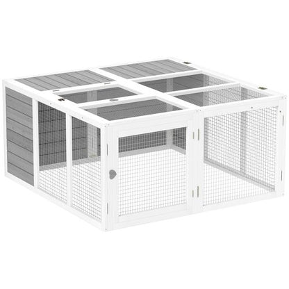 PawHut Rabbit Hutch Small Animal Guinea Pig House with Openable Roof Grey