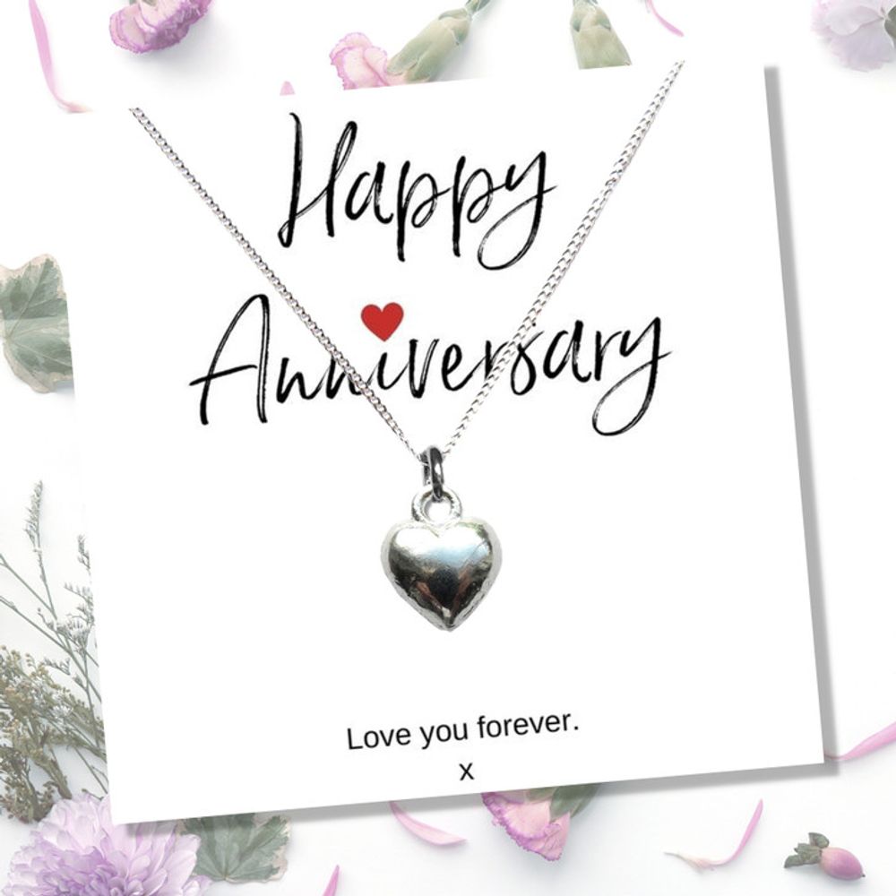 Heart Necklace &  Anniversary Message Card