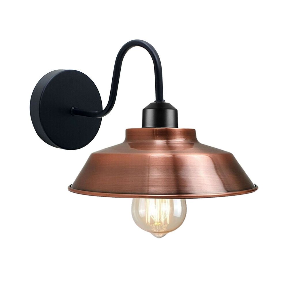 Retro Industrial Wall Lights Fittings E27 Indoor Sconce Metal Bowl Shape Shade For Basement, Bedroom, Home Office