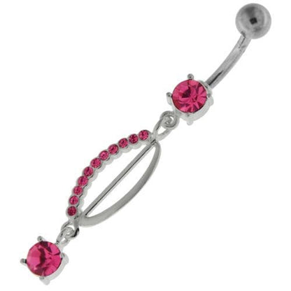 Dangling Jeweled safety Pin Belly Button Bar