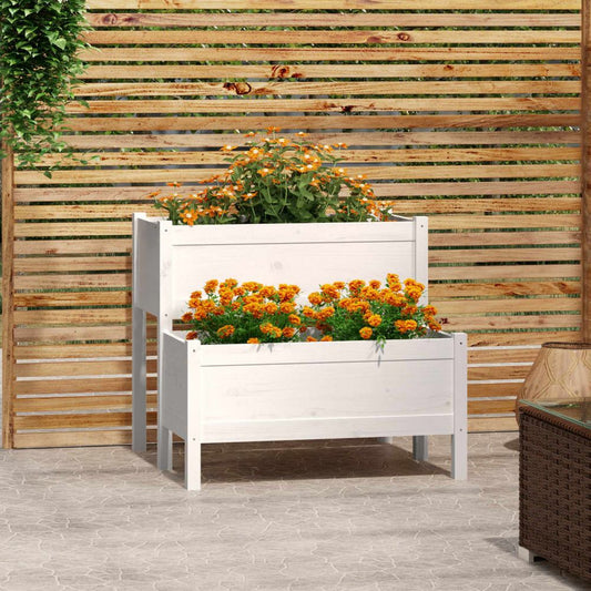 Planter White 84.5x84x75 cm Solid Wood Pine