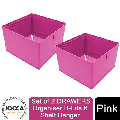 JOCCA Set of 2 Drawers Sustainable Storage Organiser, Fits 6 Shelf Hanger, Pink