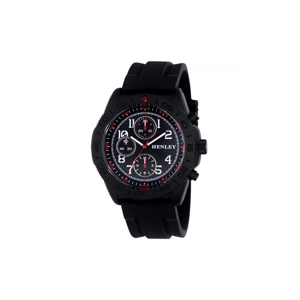 Henley Mens Multi Eye Black Dial With Black Sports Large Silicone Strap Watch H02218.3