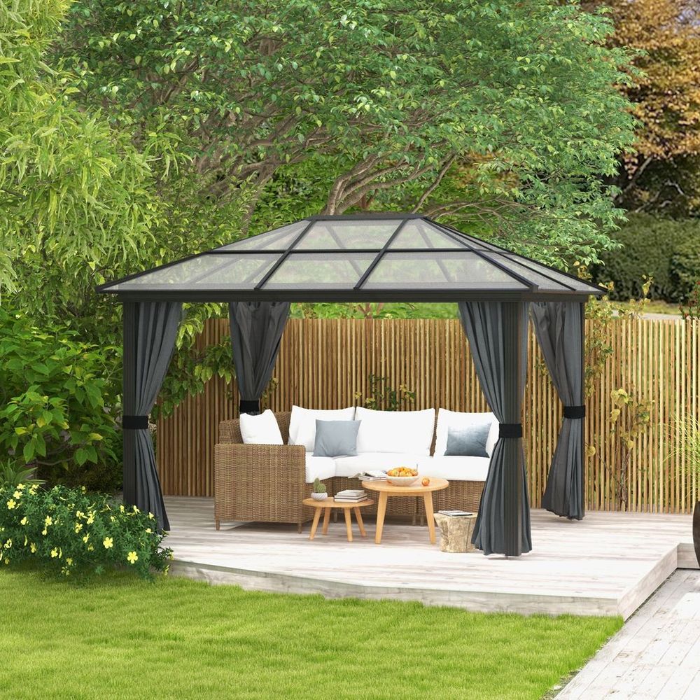 Outsunny 3 x 3.6m Aluminium Hardtop Gazebo Canopy with Polycarbonate Top