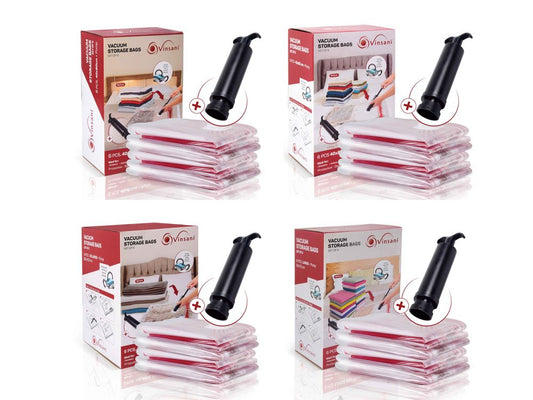 Premium Reusable Double & Triple Seal Storage Bags Pack of 6  + Hand Pump