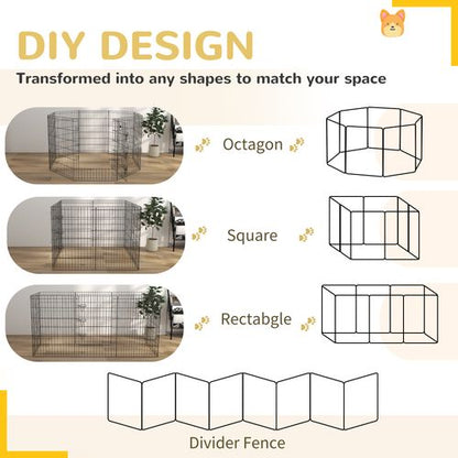 PawHut 8-Panel DIY Dog Pen with Door for Indoor/Outdoor Use, 91cm High