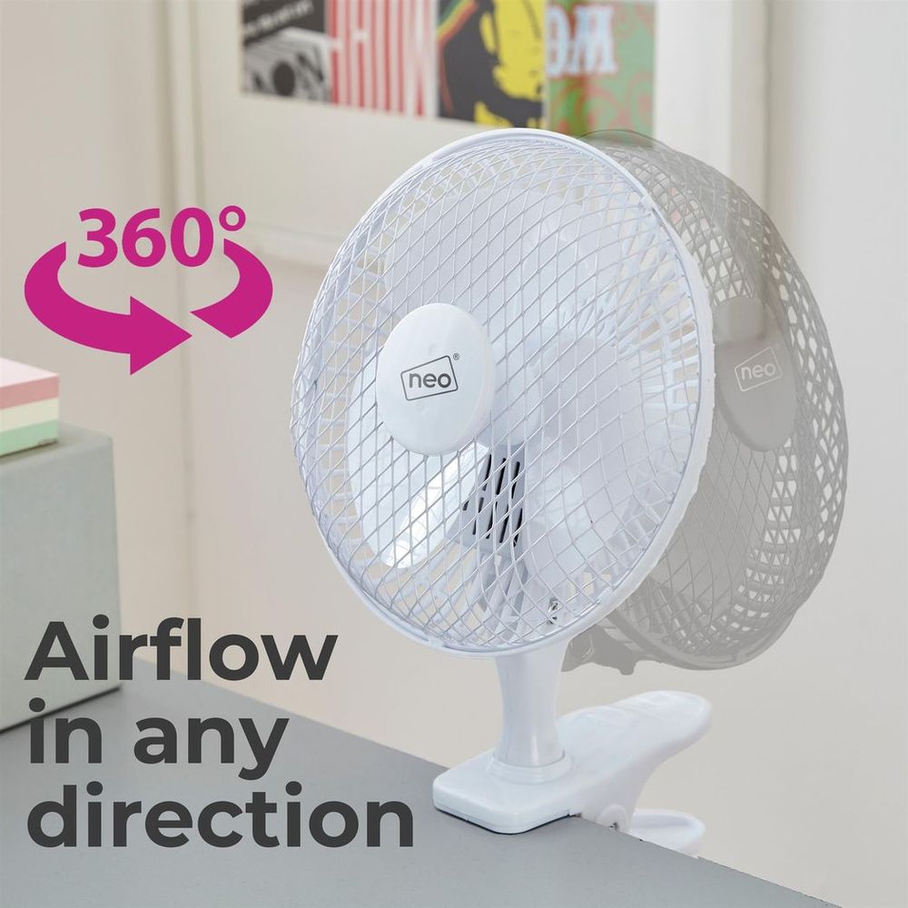 Neo Mini Clip Base Mount Desk Fan � White