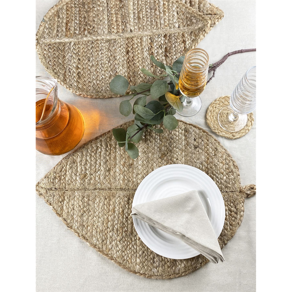 Wye Jute Leaf Shape 50x34cm Natural Placemat