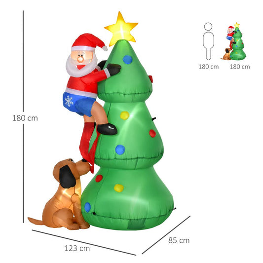 1.8m Inflatable Christmas Tree, LED Lighted with Santa Claus Dog Party Prop