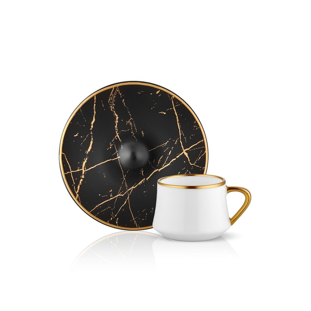 Sufi Coffee Cup and Saucer - Marble Black Gold Colour- 90cc