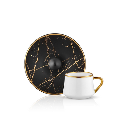 Sufi Coffee Cup and Saucer - Marble Black Gold Colour- 90cc