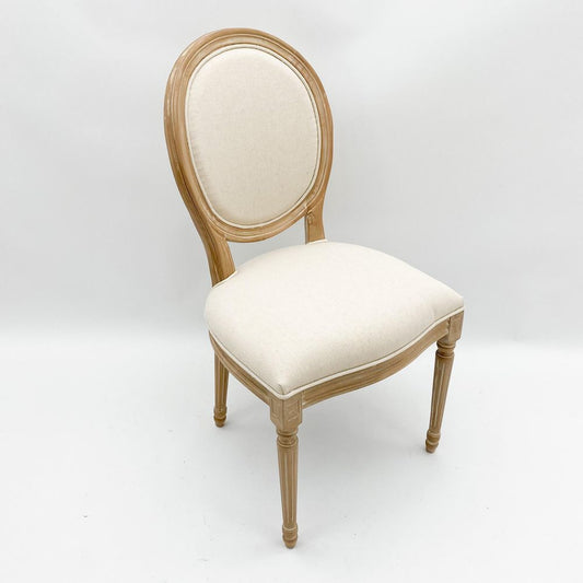 94CM CREAM LINEN FABRIC LOUIS ARMCHAIR