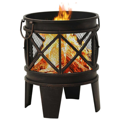 Rustic Fire Pit with Poker Φ42x54 cm Steel