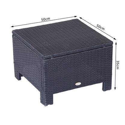 Rattan Footstool Wicker Ottoman with Padded Seat Cushion Furniture 50x50x35 cm