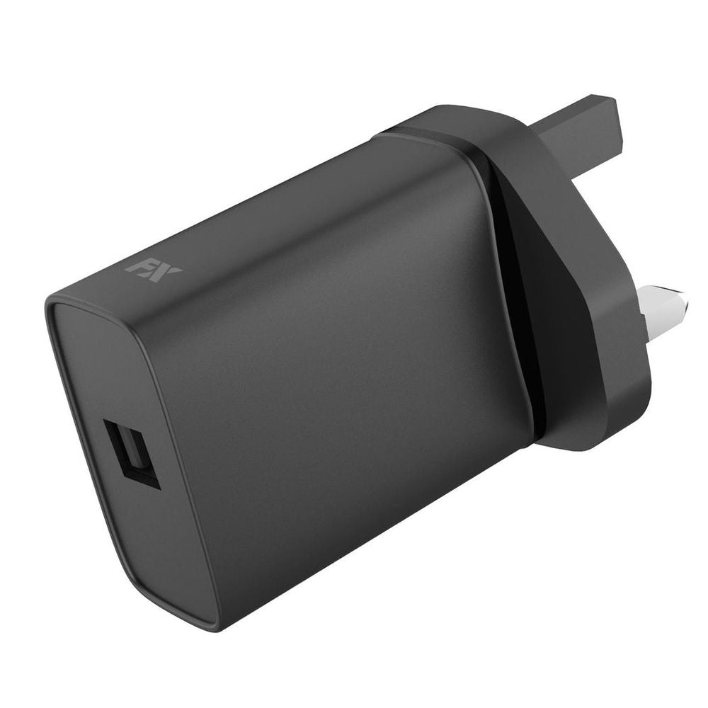 FX Mains Charger USB 1A Compatible with USB Devices, Black