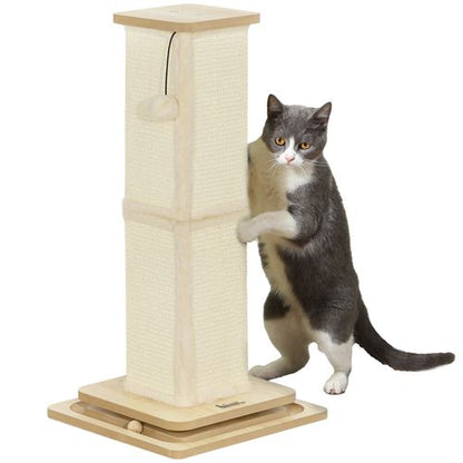 PawHut 67cm Cat Scratching Post 3 in 1 Cat Scratcher w/ Track Ball Toy