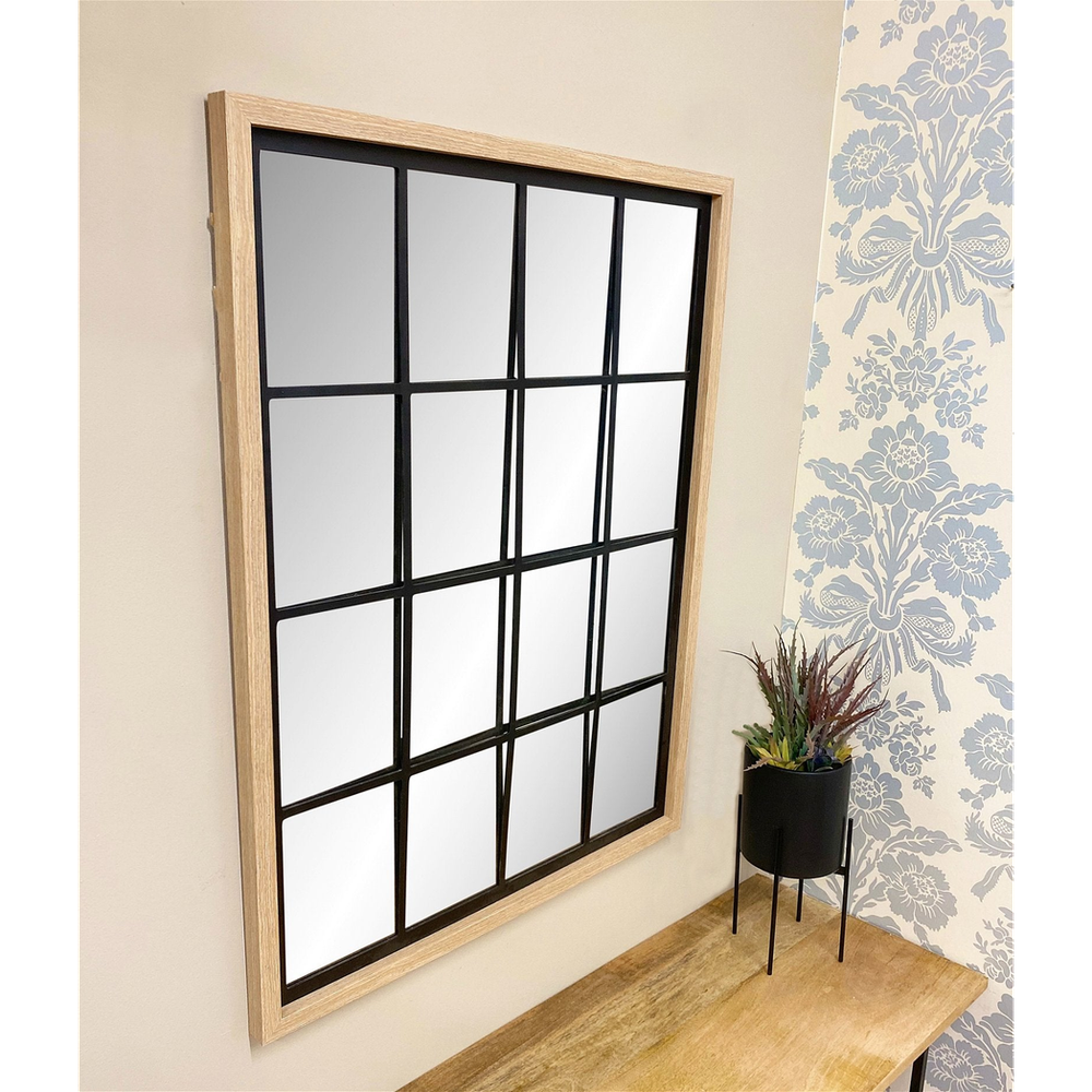 Natural Wood Effect Window Mirror 80cm