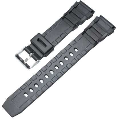 PU Watchband 18mm 20mm 22mm Men Black Sports Diving Watch Strap Silver Stainless Steel Buckle