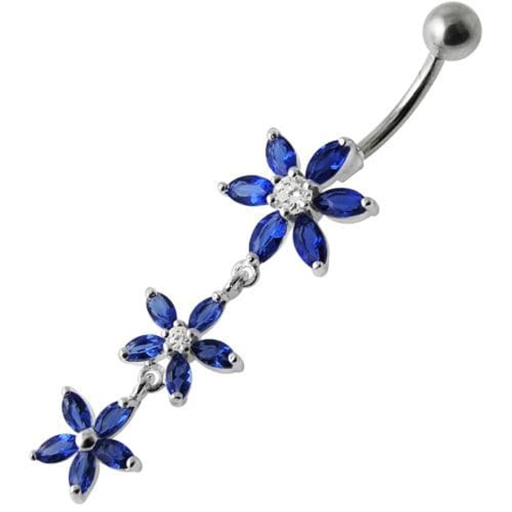 Fancy  Multi Star Dangling SS Bar Navel Ring