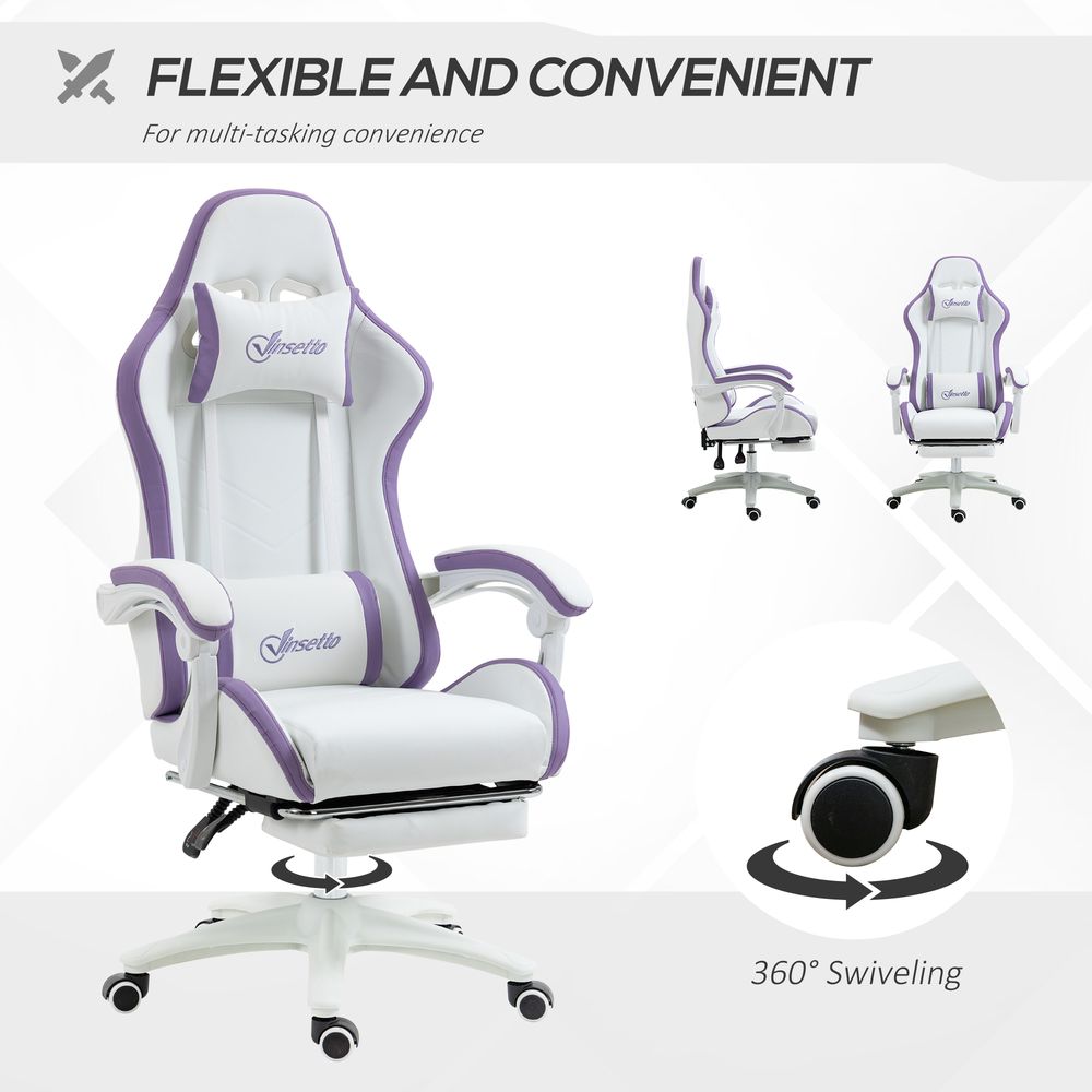 Vinsetto Racing Style Gaming Chair with Reclining Function Footrest, Purple