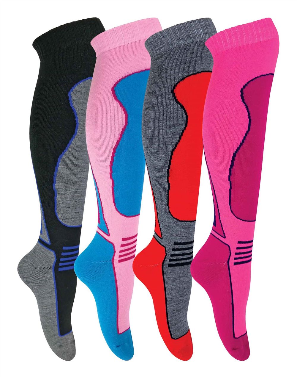 4 Pairs Adults Knee High Wool Ski Socks