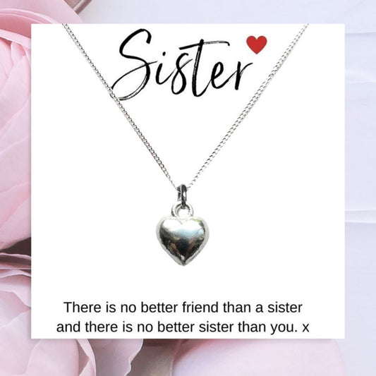 Heart Necklace & Sister Message Card