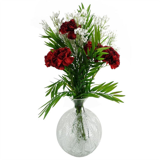 65cm Red Carnations Glass Ball Vase