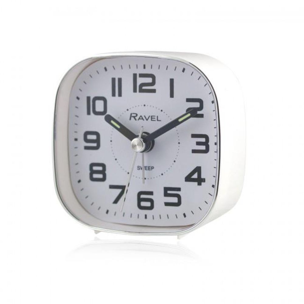 Ravel Petite Bedside Quartz Alarm Clock - White RC038.4