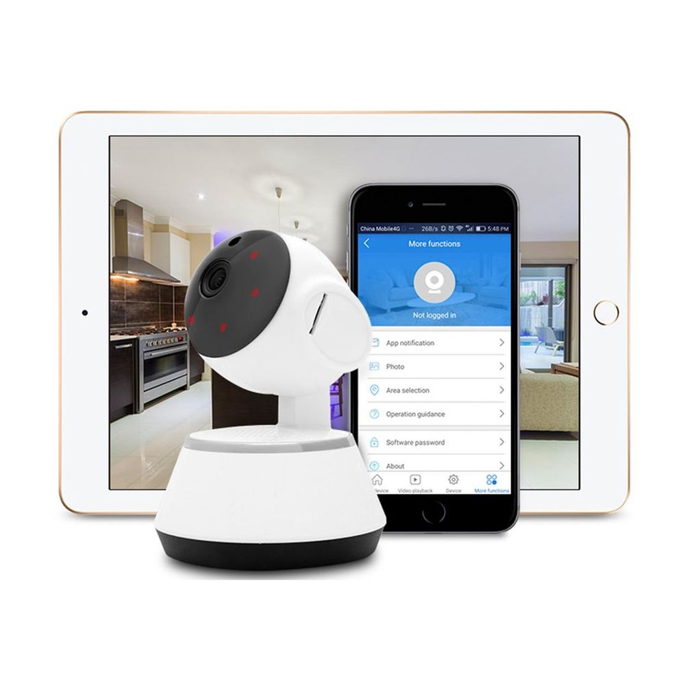 Aquarius 360 HD Indoor Smart Home White Camera With 8GB Gold Micro Sd Card