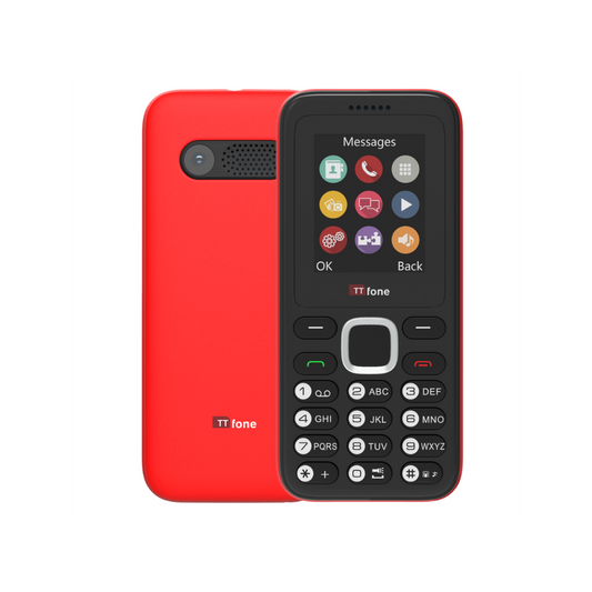 TTfone TT150 Red Dual SIM with Mains Charger, Vodafone Pay As You Go