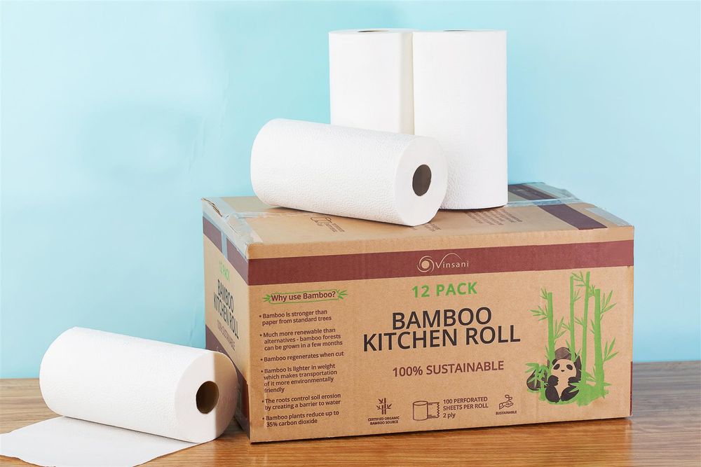 VINSANI BAMBOO KITCHEN ROLL - 12 PACK