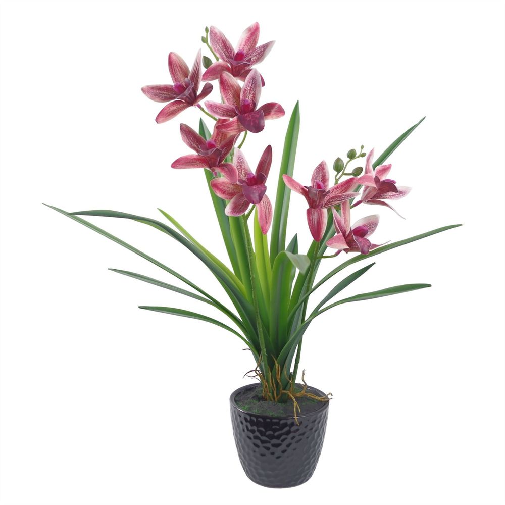 50cm Dark Pink Artificial Orchid in Ceramic Planter